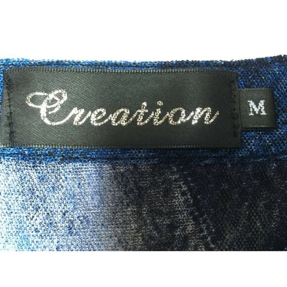 Creation Women Split Neck 3/4 Sleeve Printed Hi Low Tunic Top Blouse Medium Blue - Picture 3 of 8